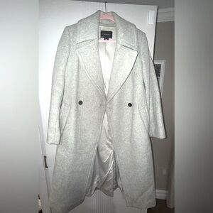 Club Monaco Daylina double-breasted wool-blend coat in light heather grey